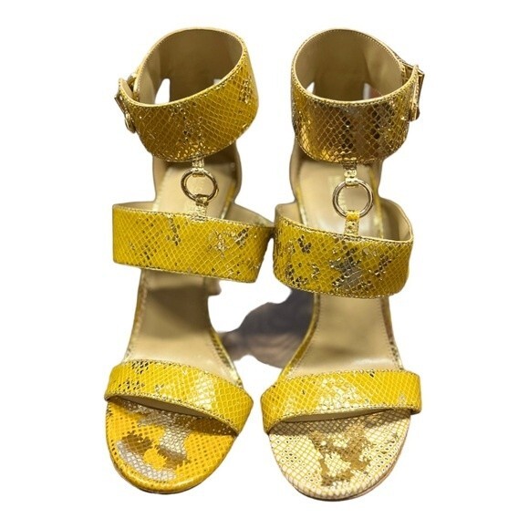 MICHAEL MICHAEL KORS Women's Gold Amos Ankle Cuff Stiletto Sandals SZ 10 - Picture 2 of 9